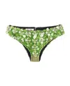 Miu Miu Embroidered Beaded Silk Briefs In Green
