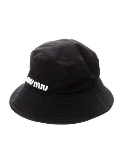 Pre-owned Miu Miu Embroidered Bucket Hat In Black