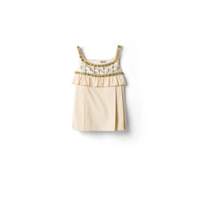 Miu Miu Embroidered Canvas Mini-dress In Yellow