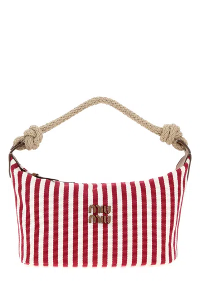 Miu Miu Embroidered Canvas Shopping Bag Rubinocognac Borse A Mano In Multi