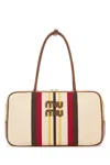 Miu Miu Embroidered Canvas Shoulder Bag In Multi