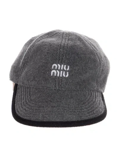 Pre-owned Miu Miu Embroidered Cap W/tags In Grey