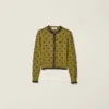 Miu Miu Embroidered Cashmere Cardigan In Green