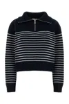 Miu Miu Cashmere Sweater With Ribbed Cuffs And Hem In Blue