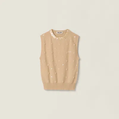 Miu Miu Embroidered Cashmere Vest
