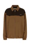 Miu Miu Collared Jacket Two Tone Elasticated Design In Brown