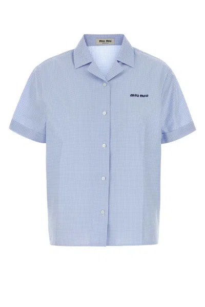 Miu Miu Embroidered Checked Cotton Shirt For Women