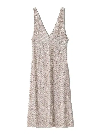 MIU MIU EMBROIDERED CHIFFON DRESS