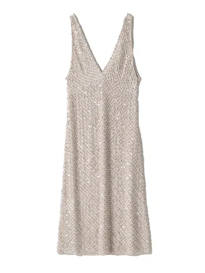 MIU MIU MIU MIU EMBROIDERED CHIFFON DRESS