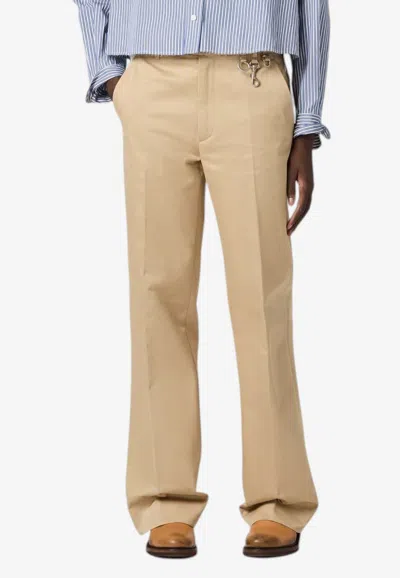 Miu Miu Embroidered Chino Pants In Beige