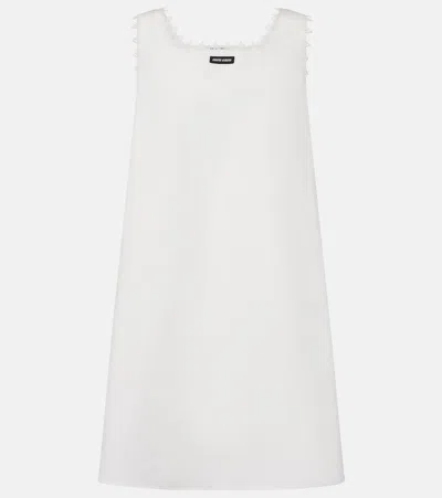 Miu Miu Embroidered Cotton And Linen Minidress In White