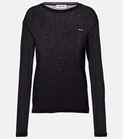 Miu Miu Longsleeve Aus Baumwoll-jersey In Animal Print