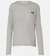 Miu Miu Longsleeve Aus Baumwoll-jersey In Blue