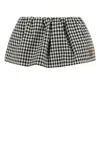 Miu Miu Mini Skirt With Embroidered Cotton Checkered Pattern
