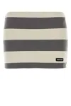 Miu Miu Embroidered Cotton Mini Skirt In Stripped