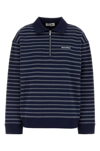 MIU MIU EMBROIDERED COTTON OVERSIZE POLO SHIRT