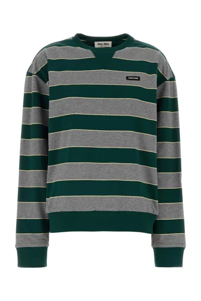 Miu Miu Embroidered Cotton Oversize T-shirt In Multi