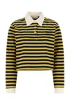 Miu Miu Striped Polo T-shirt In Yellow