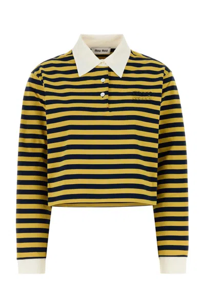 MIU MIU EMBROIDERED COTTON POLO SHIRT