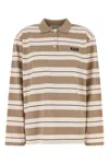 Miu Miu Embroidered Cotton Polo Shirt In Neutral