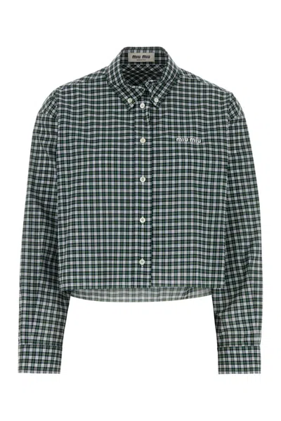 Miu Miu Embroidered Cotton Shirt In Multi