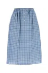 Miu Miu Embroidered Cotton Skirt In Celesteblu