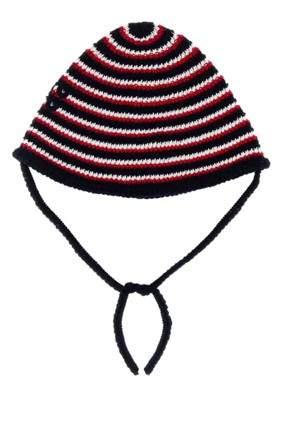 Miu Miu Embroidered Crochet Bucket Hat In Stripped