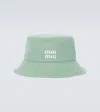 Miu Miu Embroidered Denim Bucket Hat In Blau