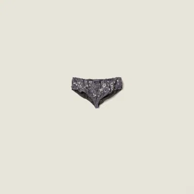 Miu Miu Embroidered Duchesse Panty In Gray