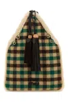 Miu Miu Checkered Fabric Handbag Dual Handles In Multi