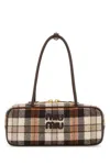 Miu Miu Rectangular Plaid Shoulder Bag With Dual Handles In Multi