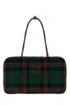 Miu Miu Rectangular Plaid Shoulder Bag With Dual Handles In Multi