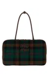 Miu Miu Rectangular Plaid Shoulder Bag With Dual Handles In Multi