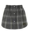 Miu Miu Plaid Cotton Flannel Miniskirt In Gray