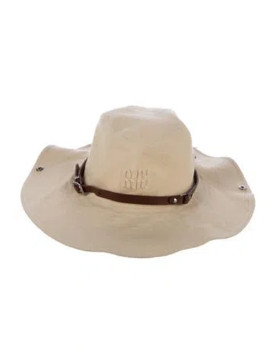 Pre-owned Miu Miu Embroidered Floppy Sun Hat In Neutral