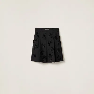 Miu Miu Embroidered Kid Mohair Skirt In Black