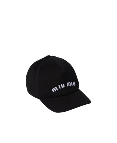 Miu Miu Embroidered-logo Cap In Black
