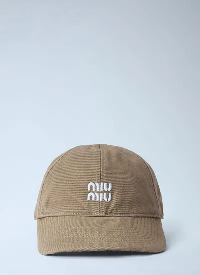 Miu Miu Embroidered Logo Cap In Purple