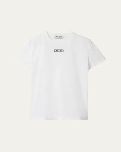 Miu Miu Embroidered Logo Jersey T-shirt In White