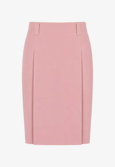Miu Miu Embroidered Logo Mohair-blend Skirt In Peach