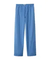 Miu Miu Embroidered-logo Poplin Trousers In Blue