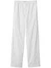 Miu Miu Embroidered-logo Poplin Trousers In White
