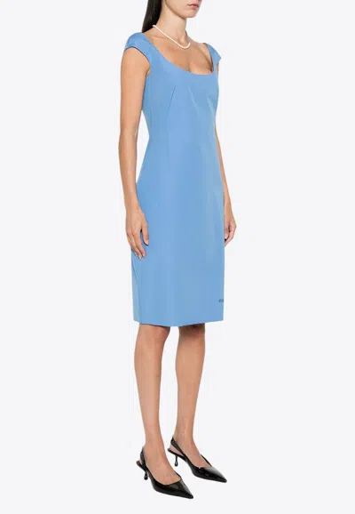 MIU MIU EMBROIDERED LOGO TAILORED DRESS
