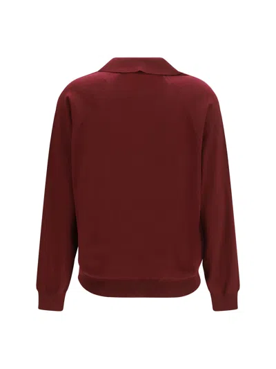 Miu Miu Embroidered Logo Virgin Wool Cardigan In Burgundy