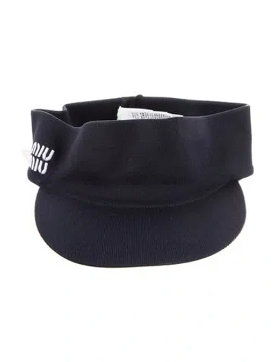 Pre-owned Miu Miu Embroidered Logo Visor Hat W/tags In Blue