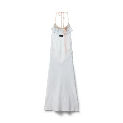 Miu Miu Embroidered Marocain Crepe Dress In Black