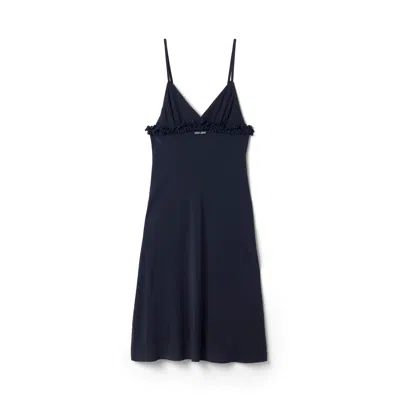 Miu Miu Embroidered Marocain Crepe Dress In Multi