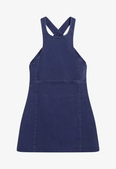 Miu Miu Embroidered Mini Dress In Blue