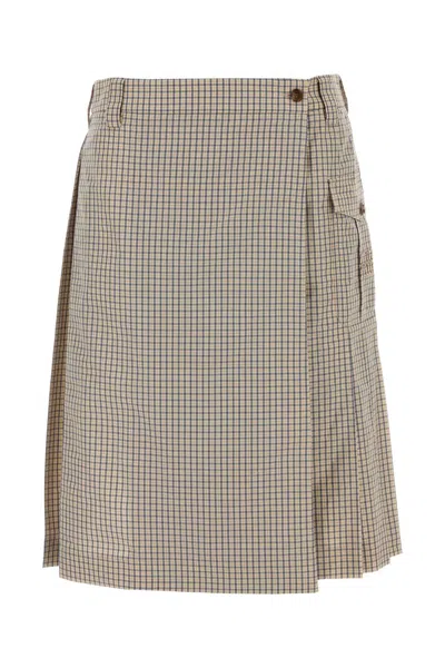 Miu Miu Embroidered Nylon Blend Checked Skirt