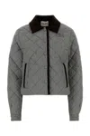 Miu Miu Quilted Nylon Blend Jacket Collar In Black